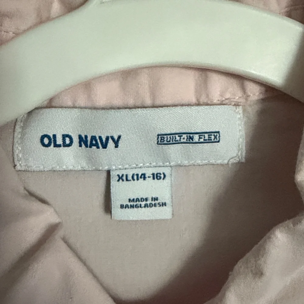 Old Navy Boys’ Pink Button Down Shirt W/ Plaid Necktie 14/16